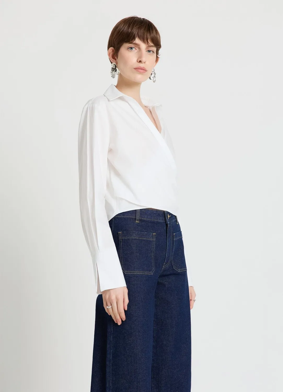 Calliope chemise croisée crop femme bureau