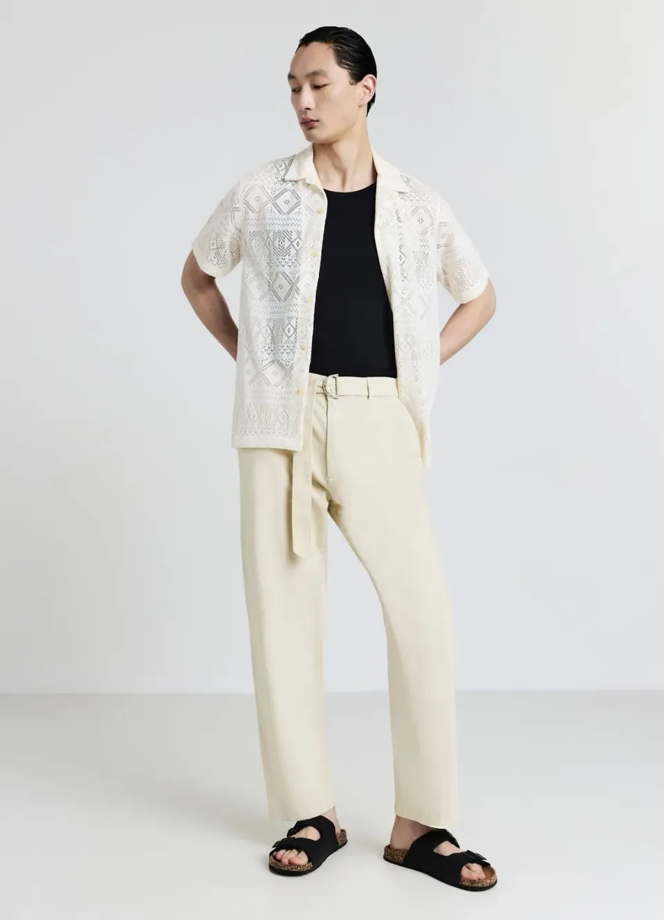 Calliope pantalon large homme ceinture à nouer
