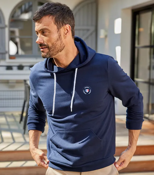 Cocorico Blason sweat à capuche homme marine coton