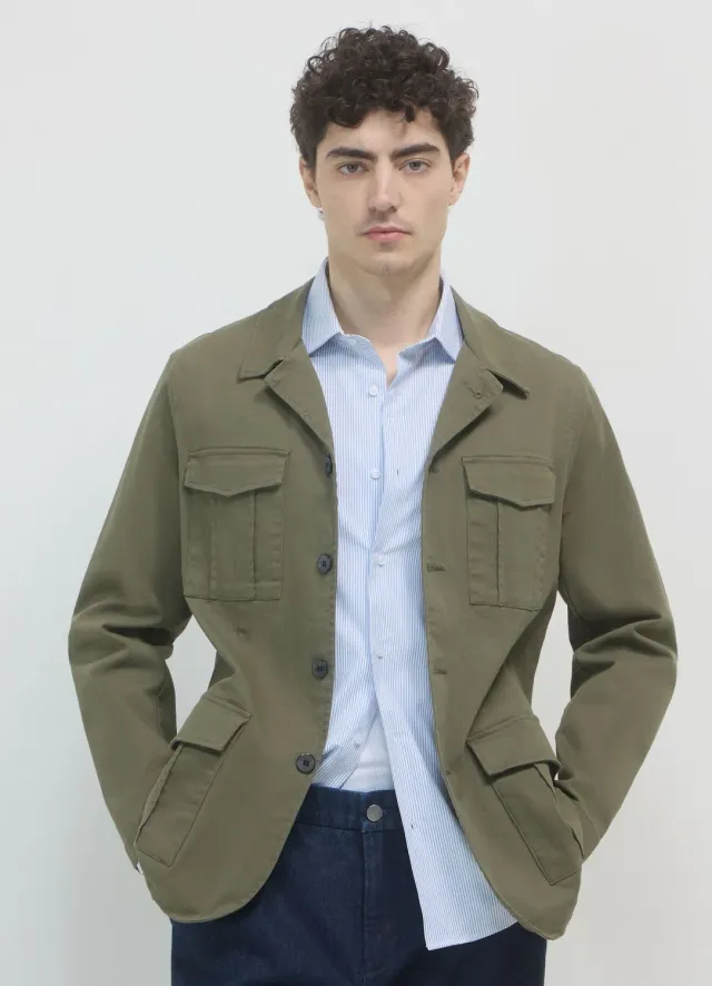 Calliope veste saharienne homme coton uni boutons