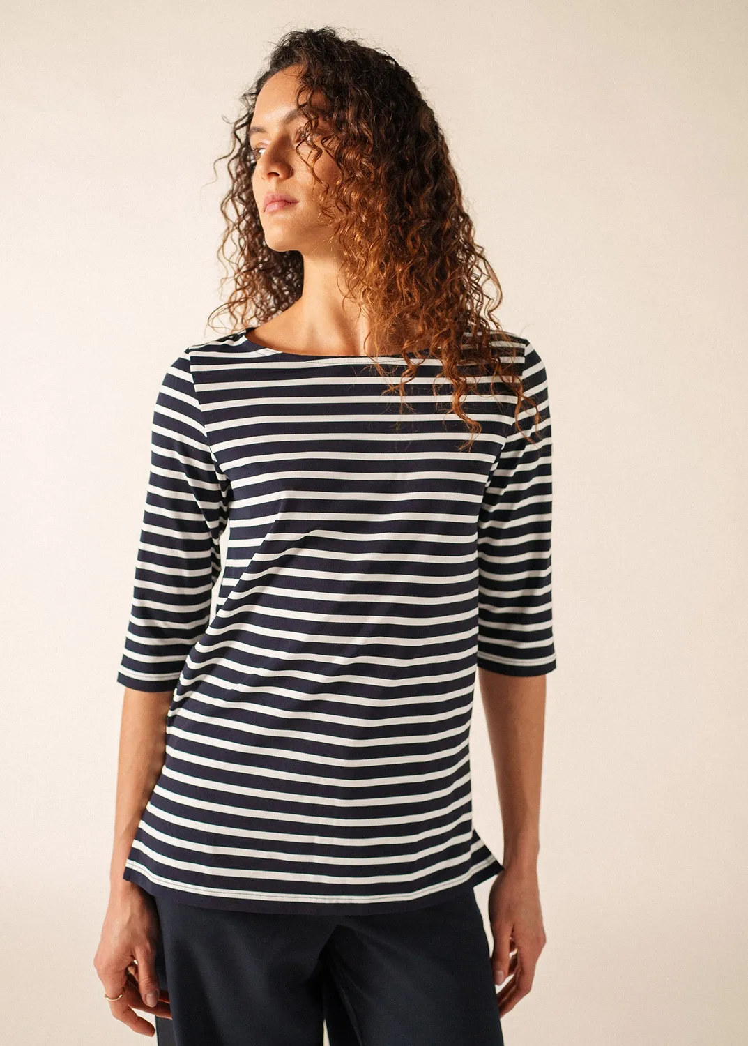 Saint James Phare marinière anti-UV navy neige