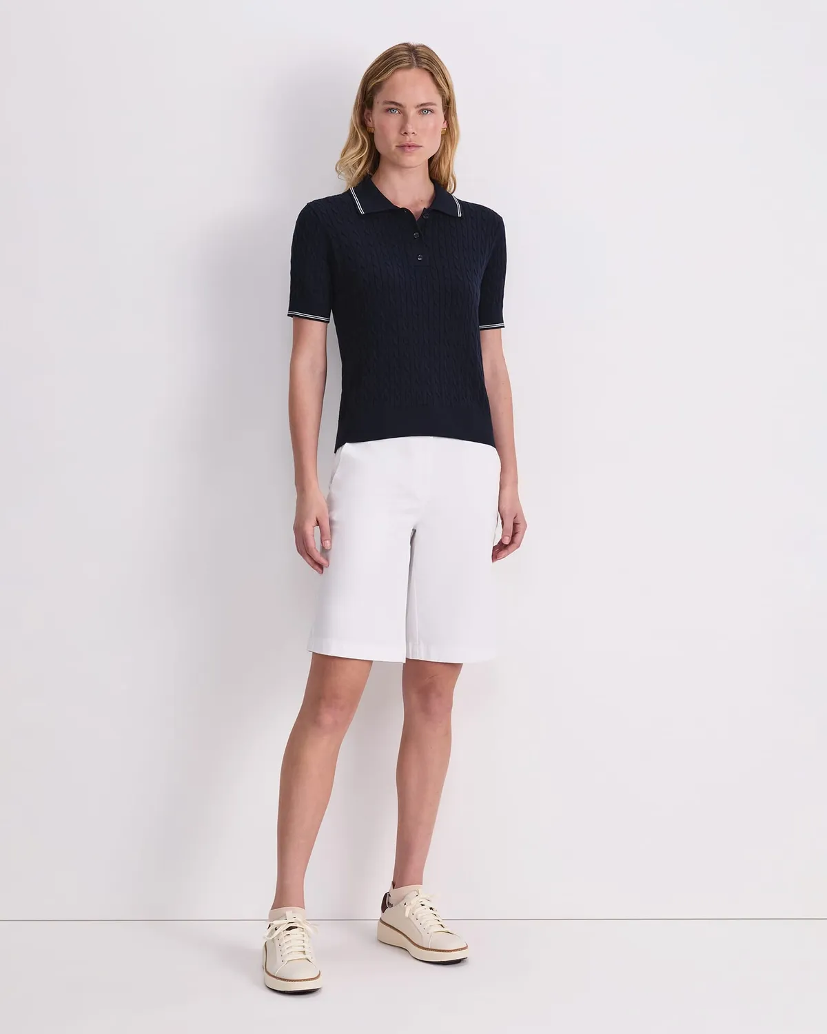 Sportscraft Chiffon Cable polo femme coton