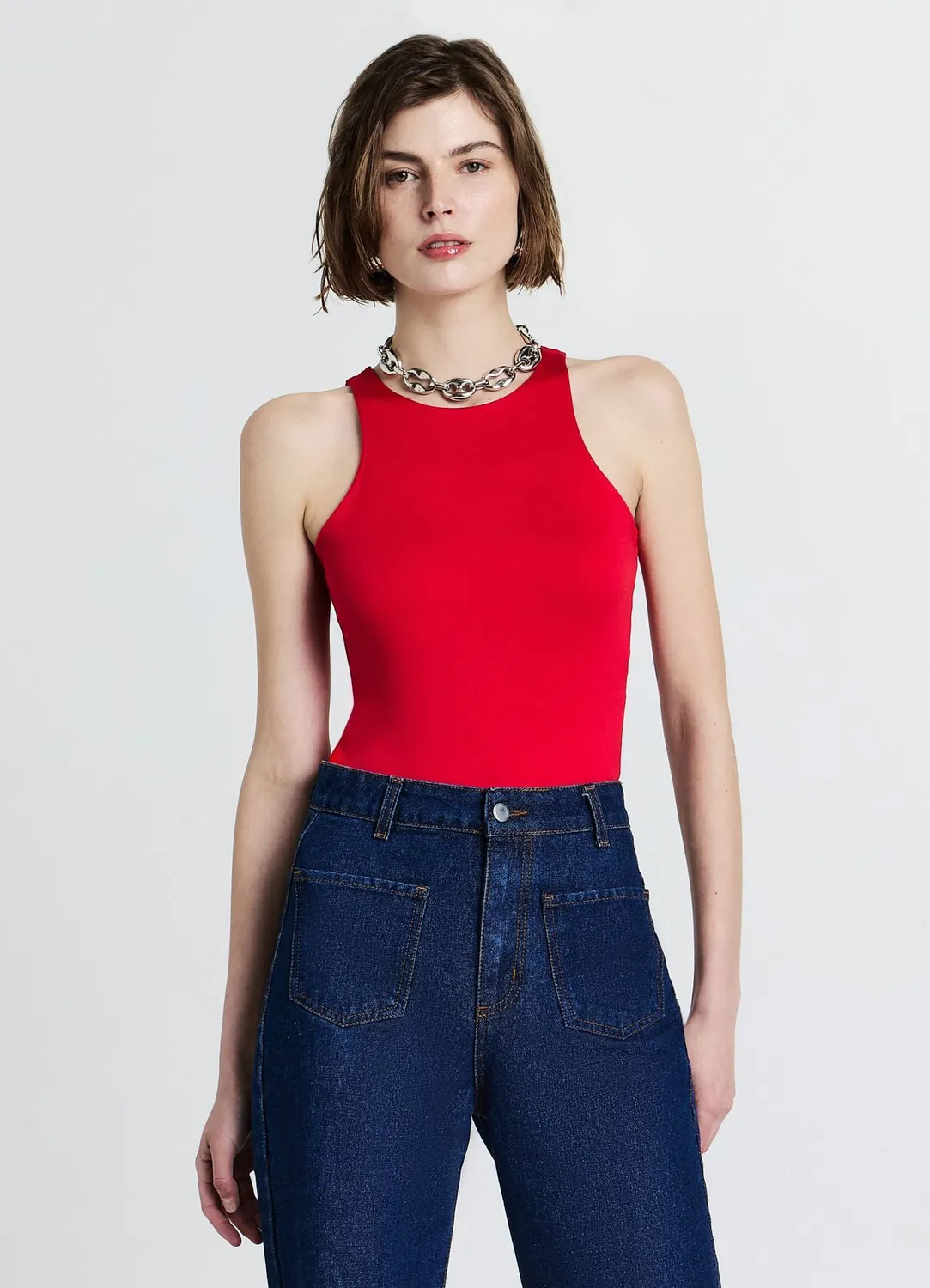 Calliope body femme uni à boutons coupe droite