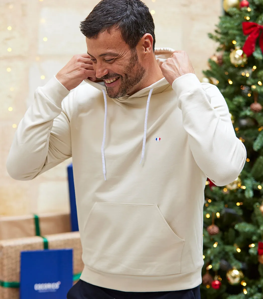 Cocorico Iconique Sweat à Capuche Homme Sable Coton