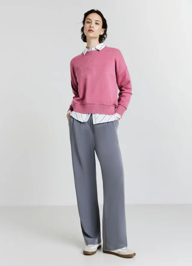 Calliope maille col rond coupe bord franc uni