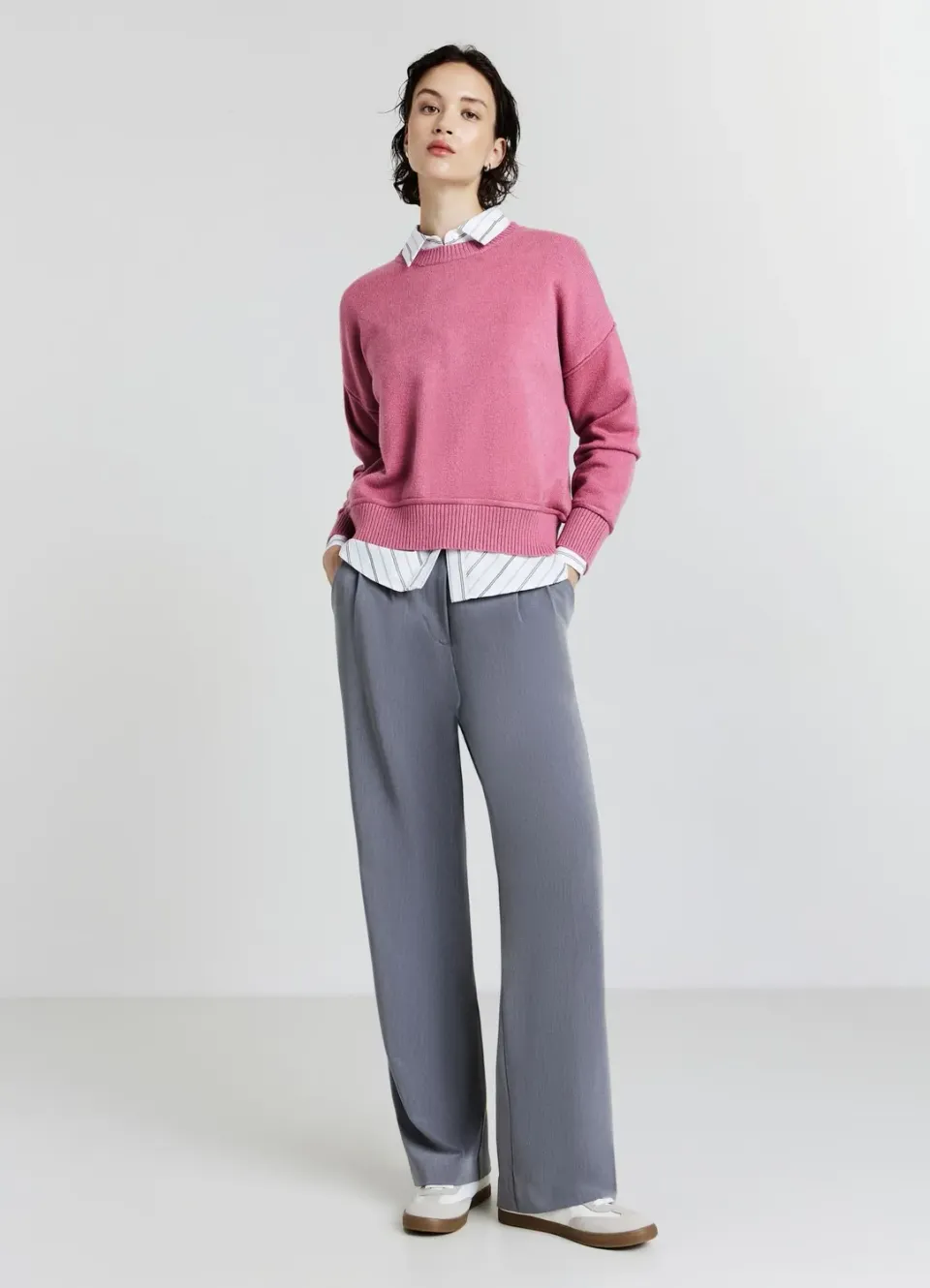 Calliope maille col rond coupe bord franc uni