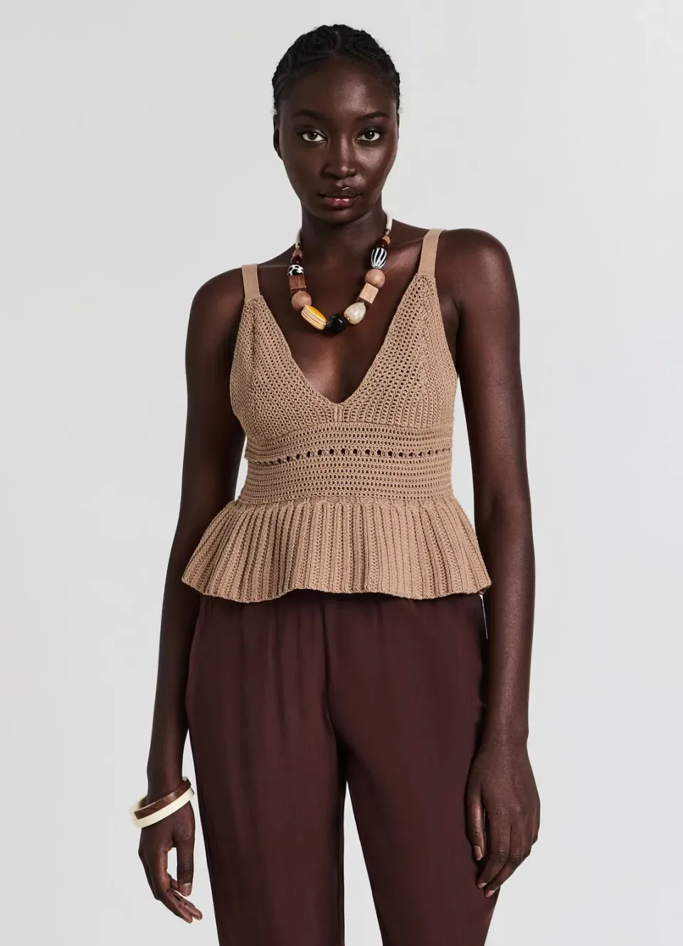 Calliope top peplum femme en coton uni taille S