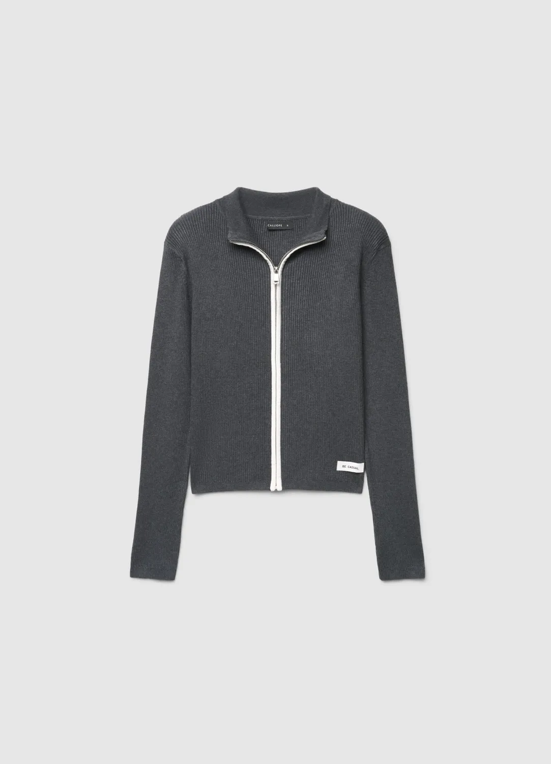 Calliope cardigan côtelé zip femme col montant