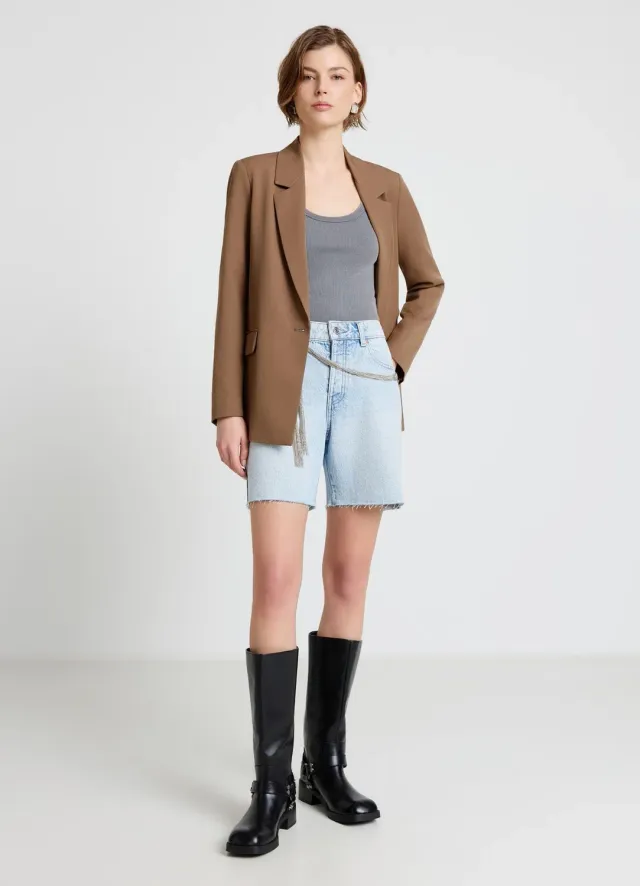 Calliope Bermuda jean femme brut cinq poches