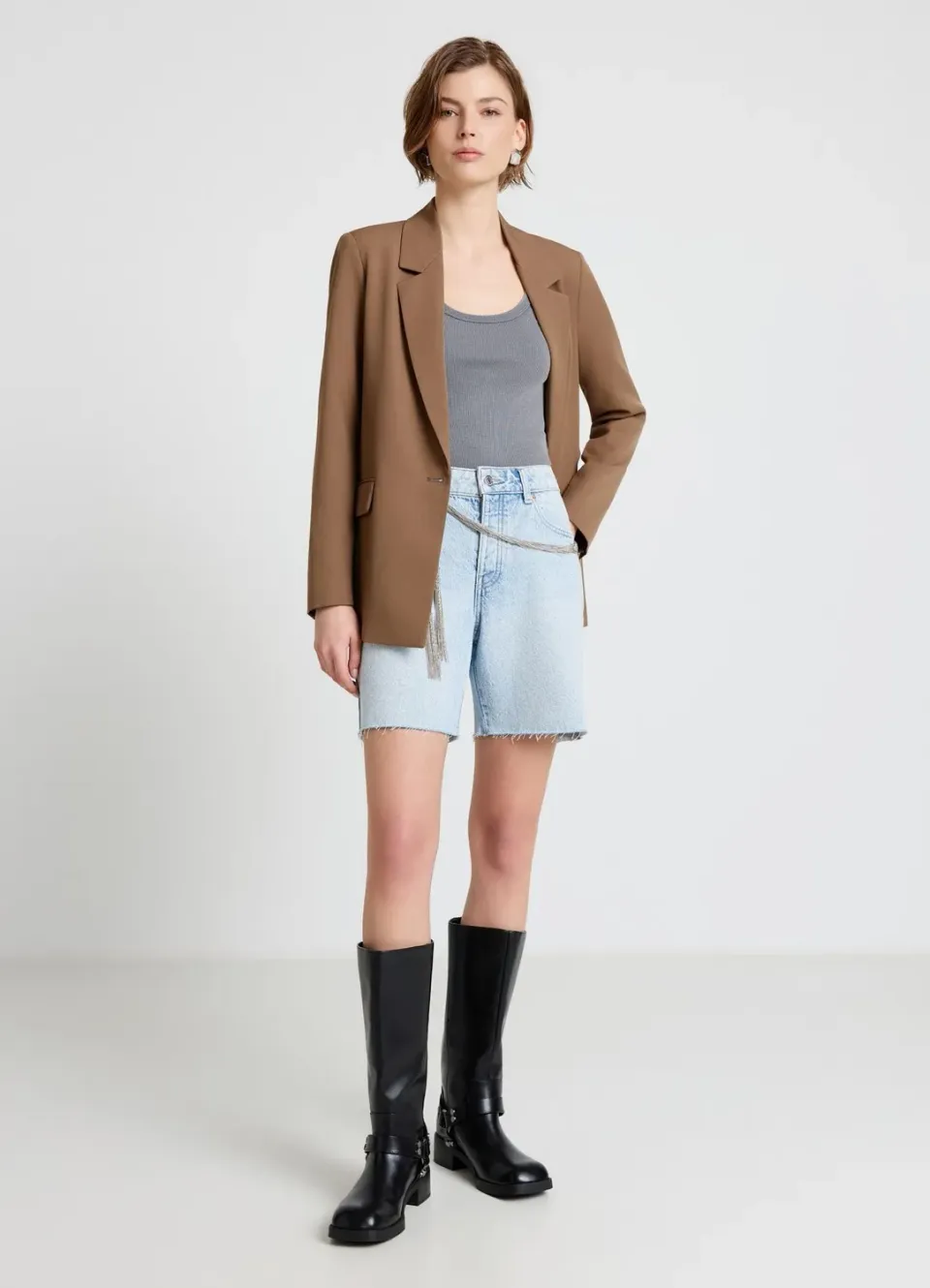 Calliope Bermuda jean femme brut cinq poches