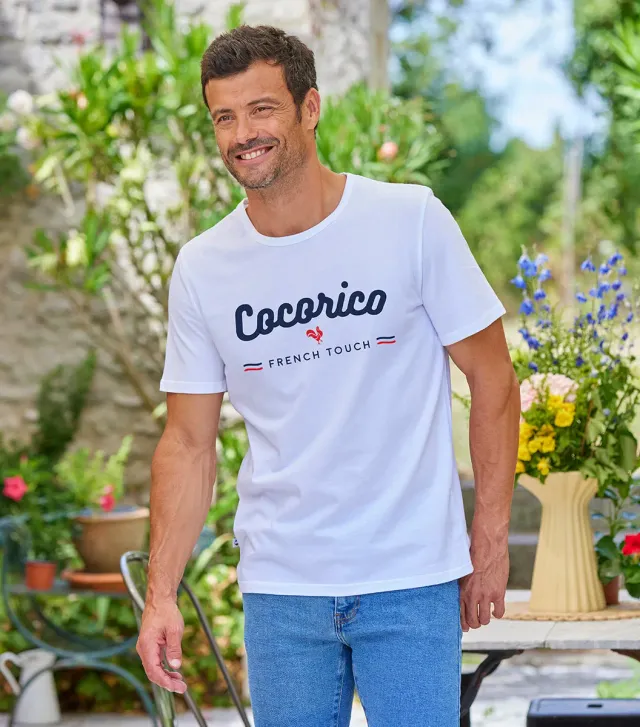 Cocorico French Touch T-shirt homme blanc coton