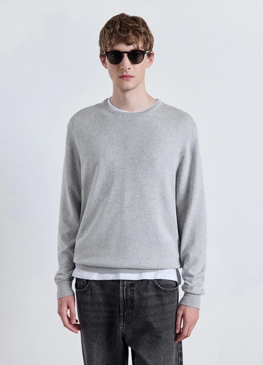 Calliope pull col rond homme uni manches longues