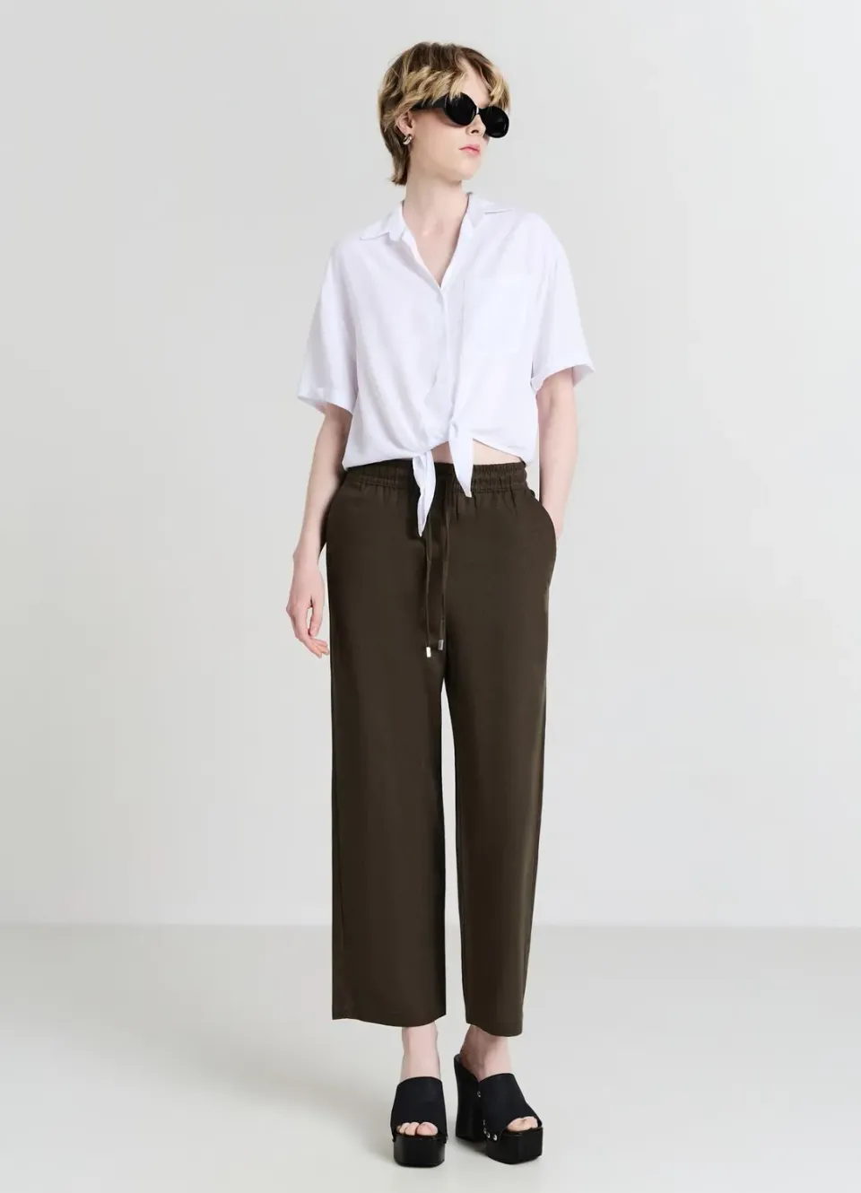 Calliope chemise femme à nœud manches courtes