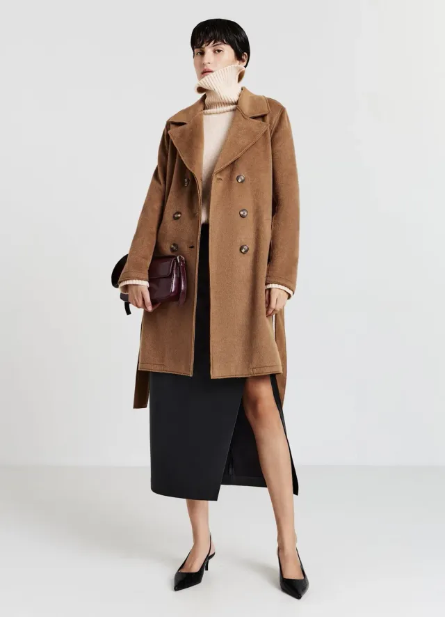 Calliope trench femme uni ceinturé double boutonnage