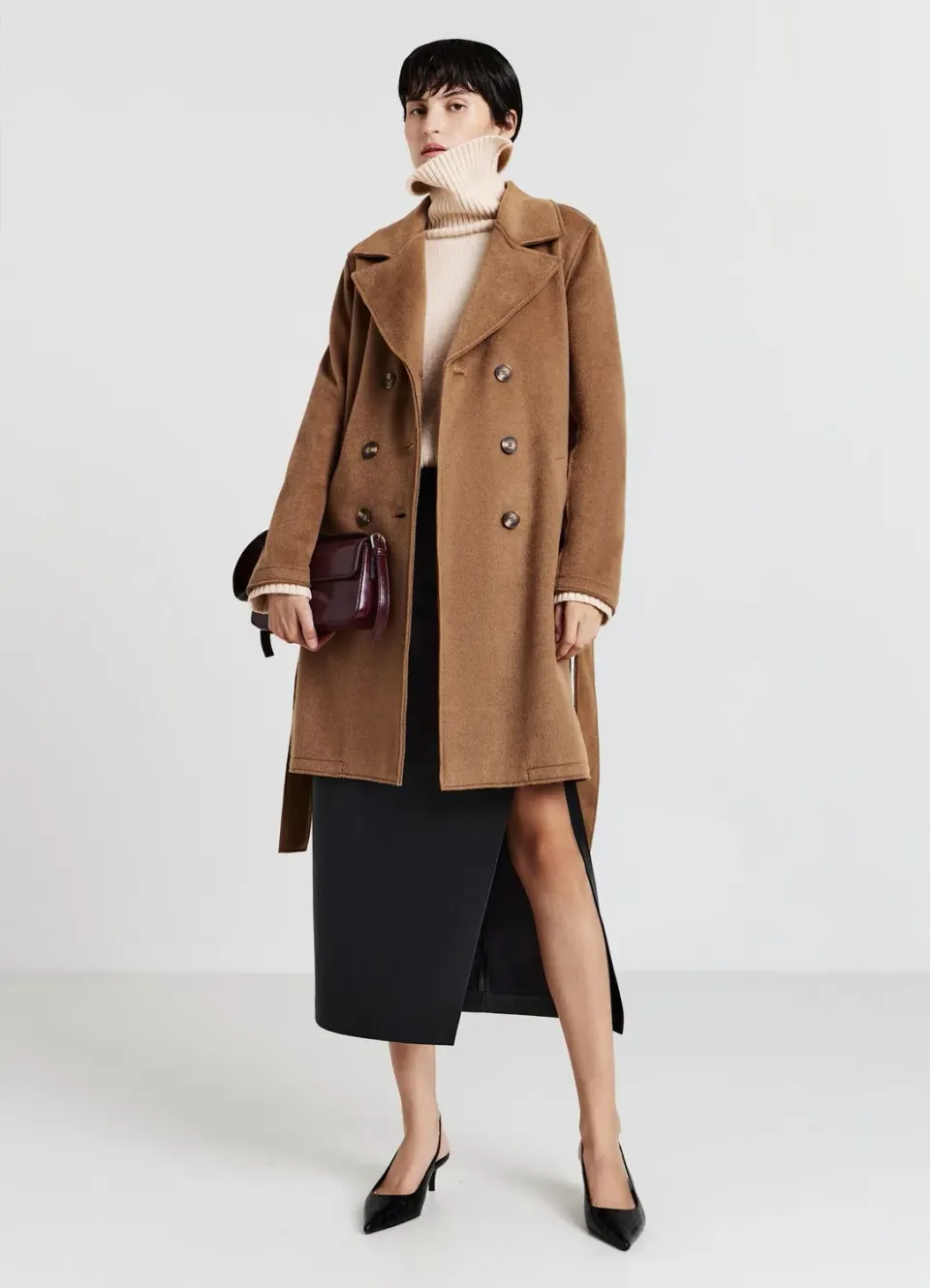 Calliope trench femme uni ceinturé double boutonnage