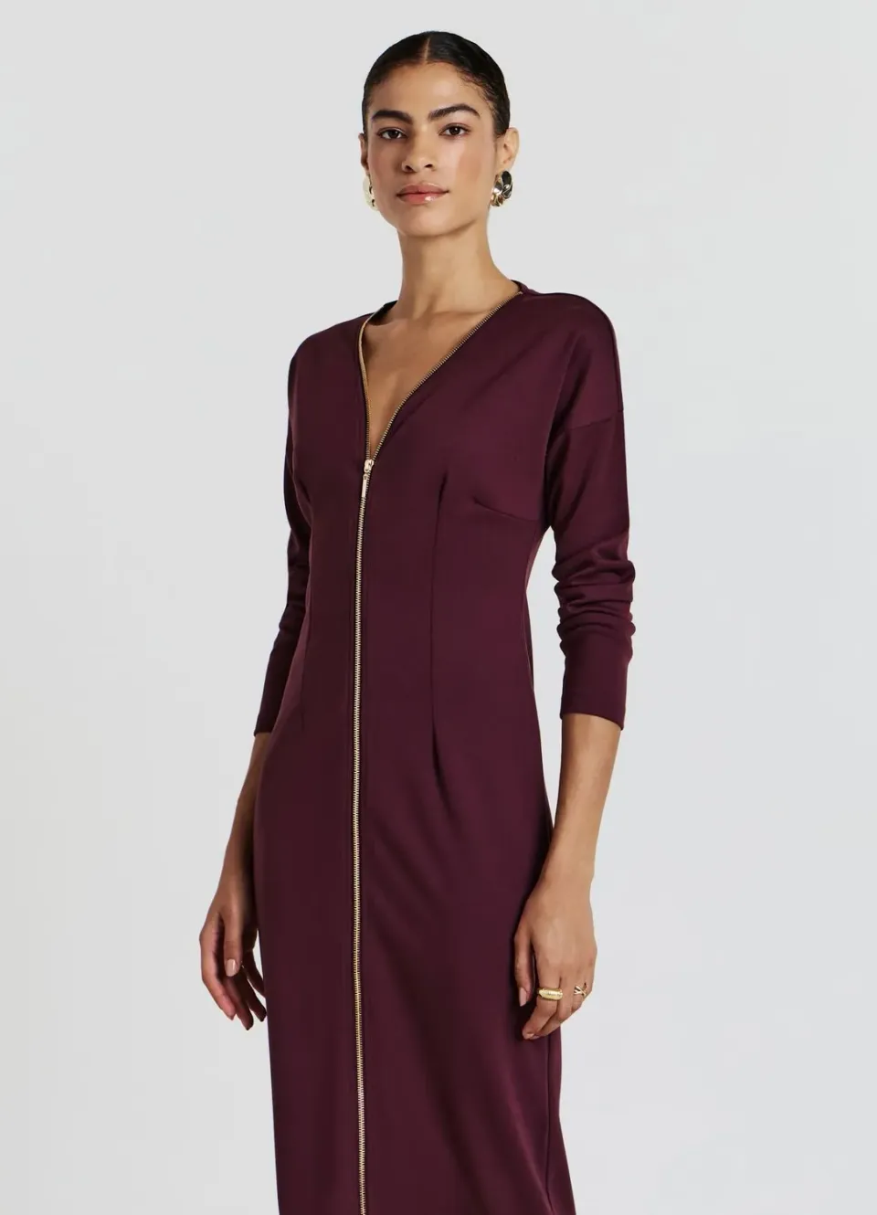 Calliope robe longue zip doré femme unie