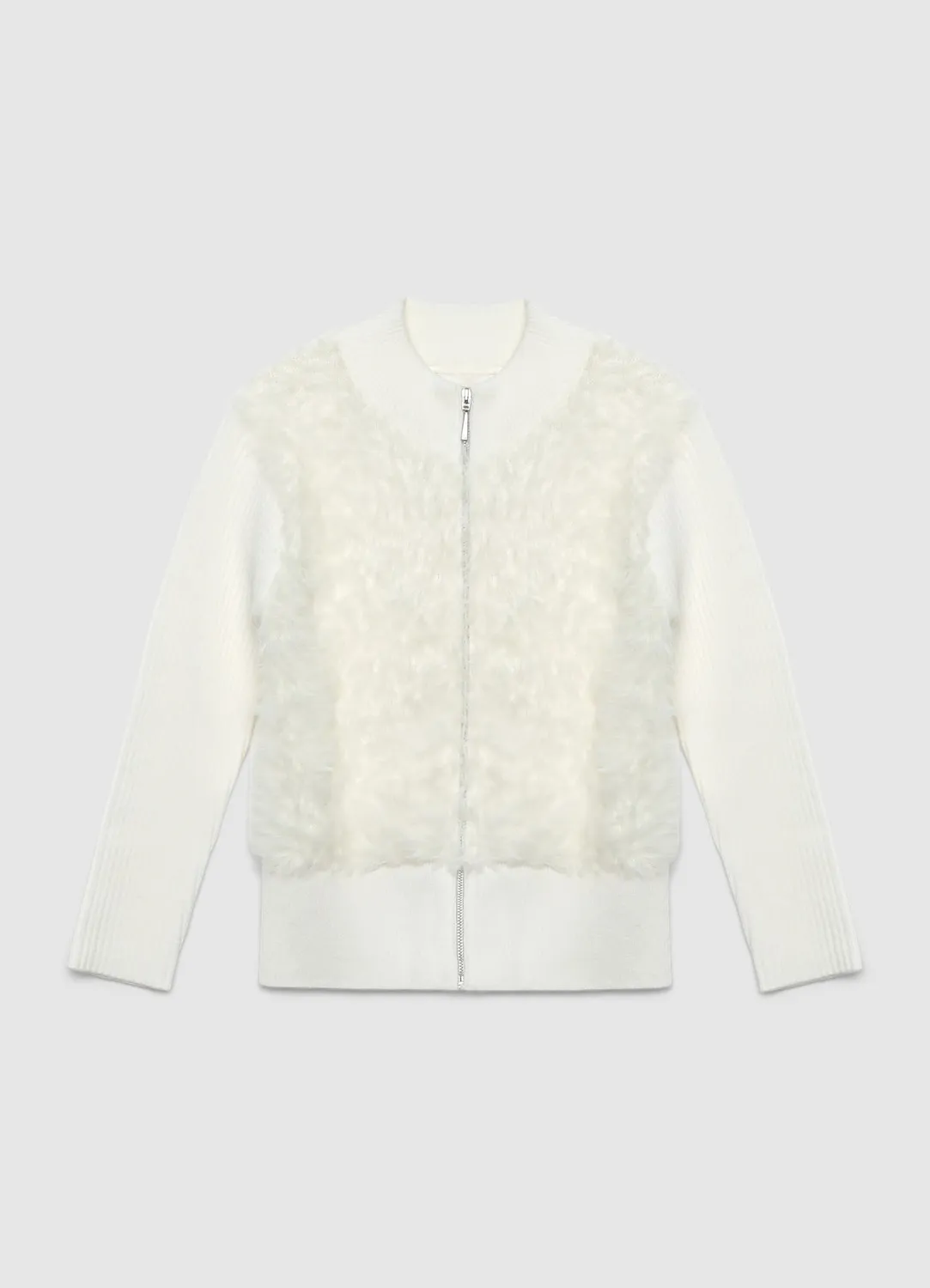 Calliope sweat fille zippé effet peluche côtelé