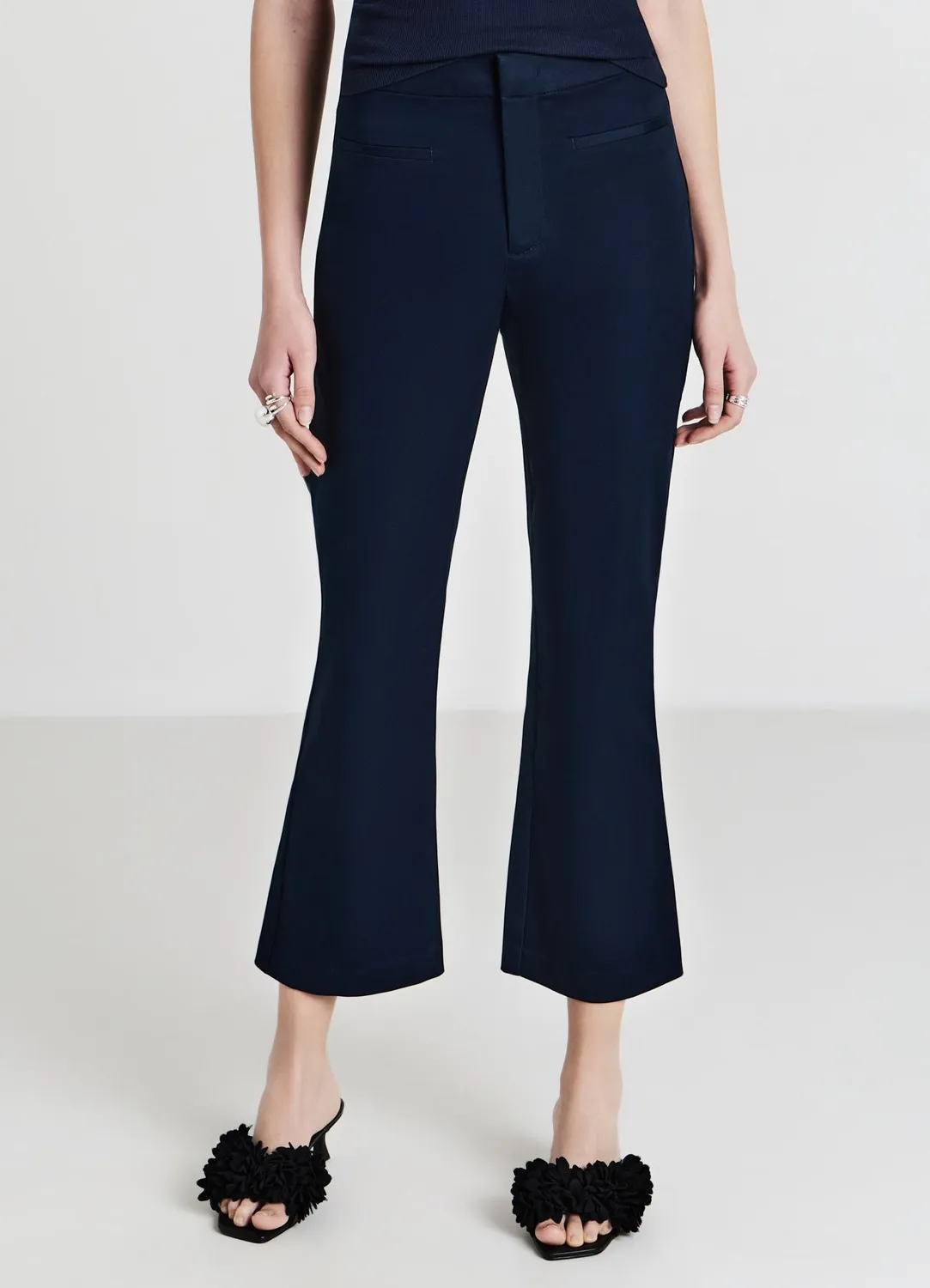 Calliope pantalon cropped flare femme coton rasatello