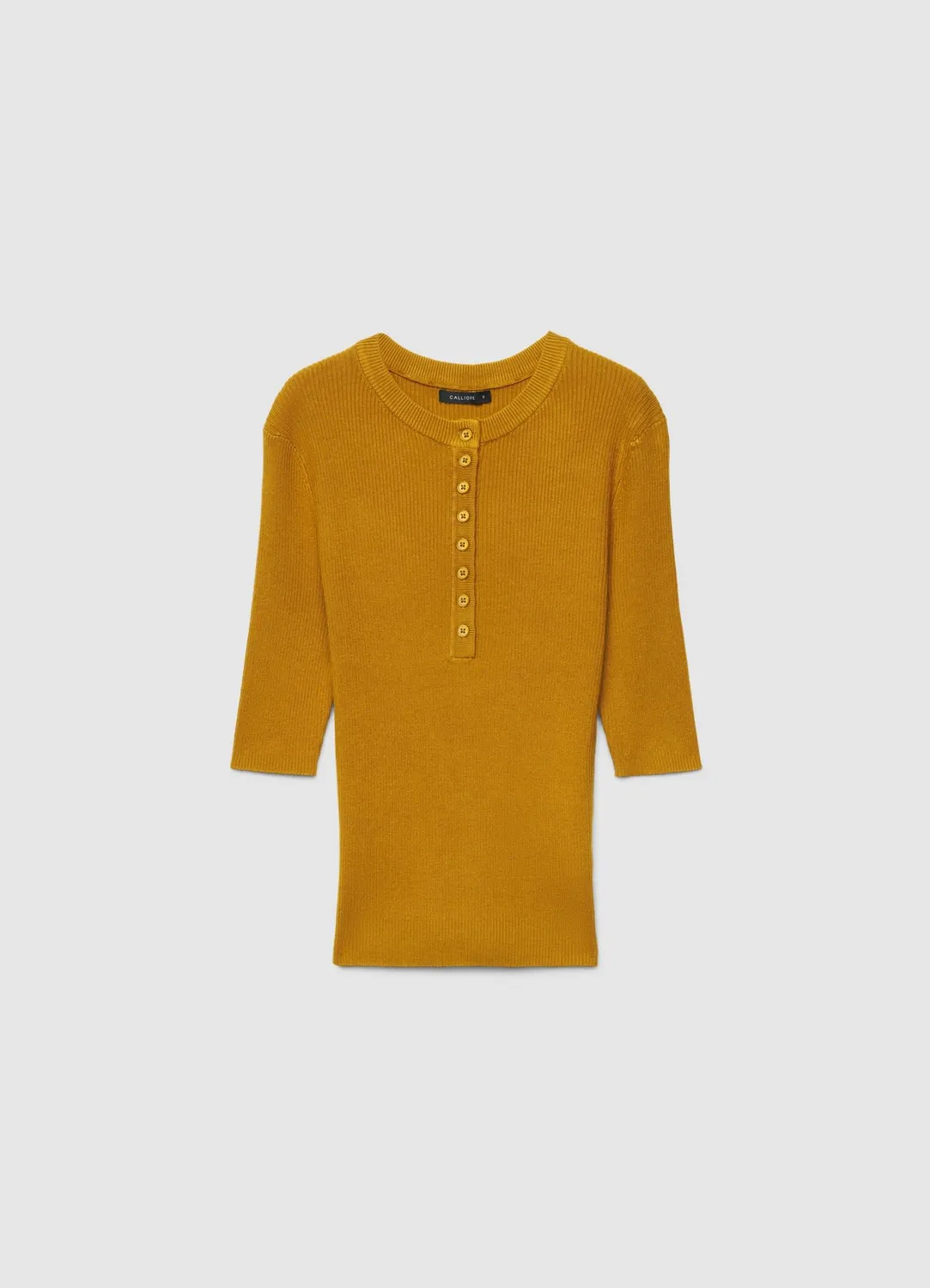 Calliope t-shirt côtelé col tunisien boutons femme