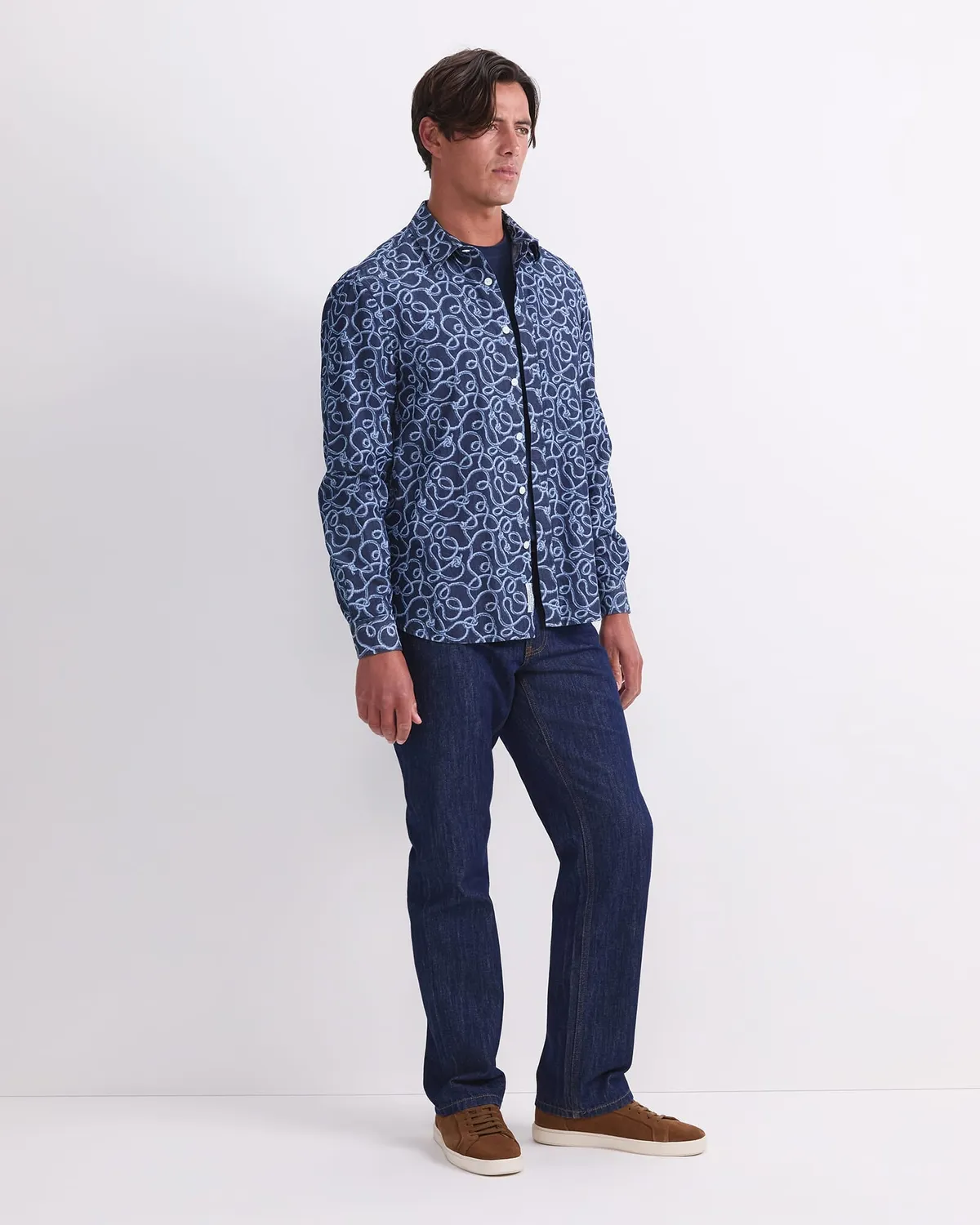 Sportscraft Rope Long Sleeve Print Shirt chemise denim homme