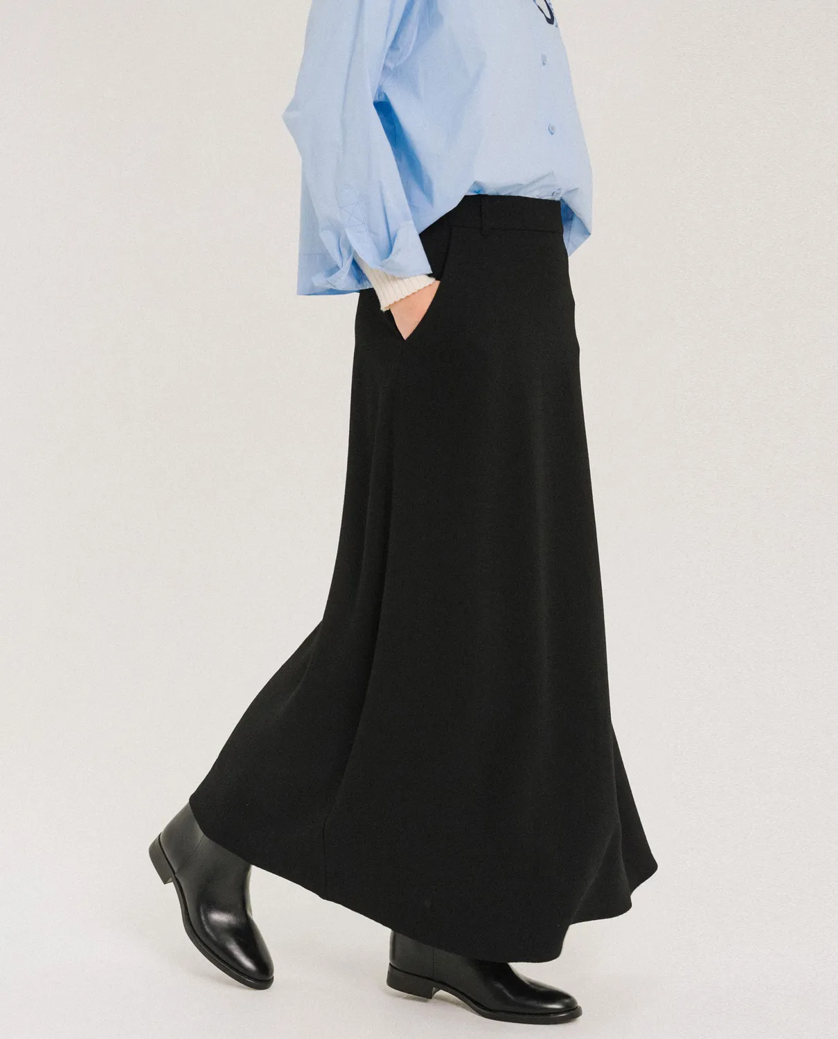 Tinsels Fanny jupe longue noire crêpe fluide