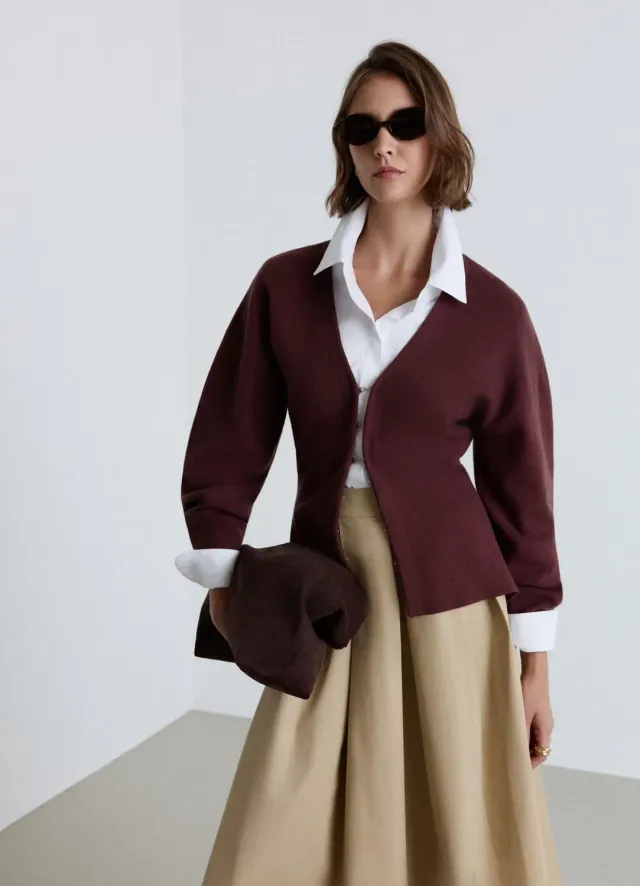 Calliope cardigan à crochets femme col V évasé