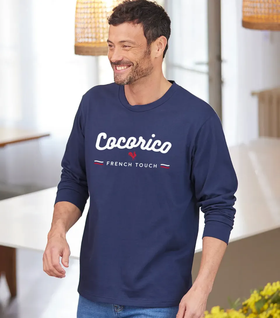Cocorico French Touch Marine t-shirt homme manches longues