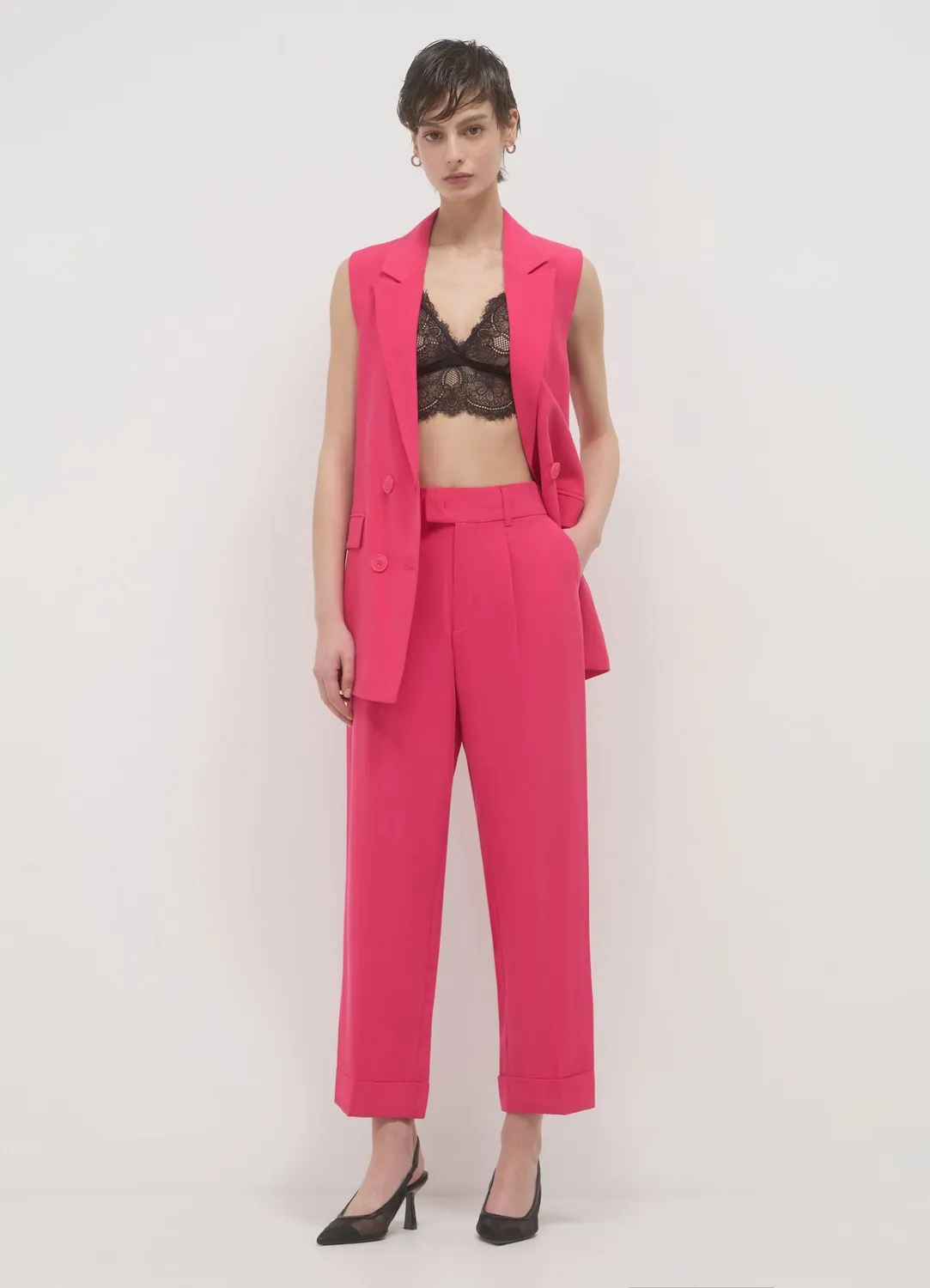 Calliope pantalon classique à revers femme coupe regular