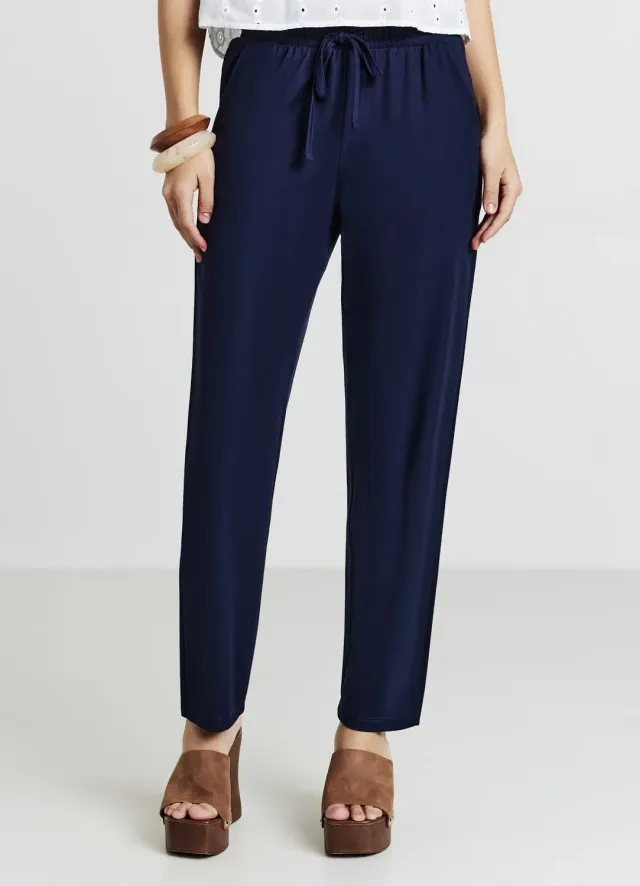 Calliope pantalon uni femme à cordon coupe droite