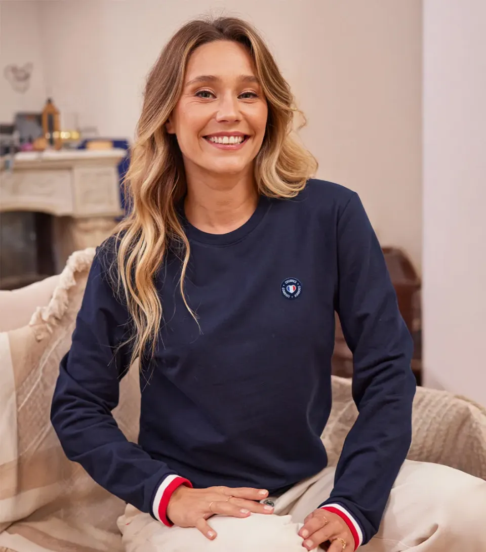 Cocorico Supporter Blason sweat femme marine coton