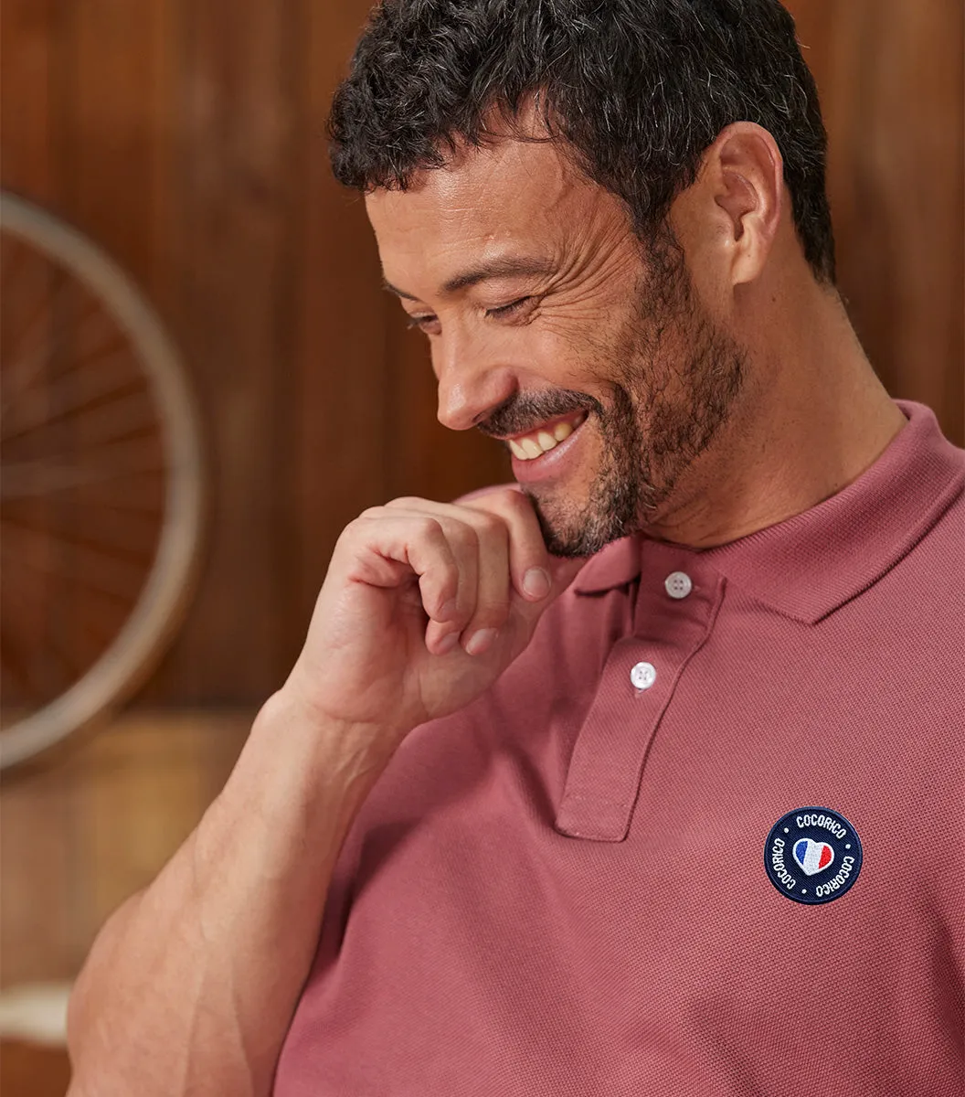 Cocorico Rose Blason polo homme coton