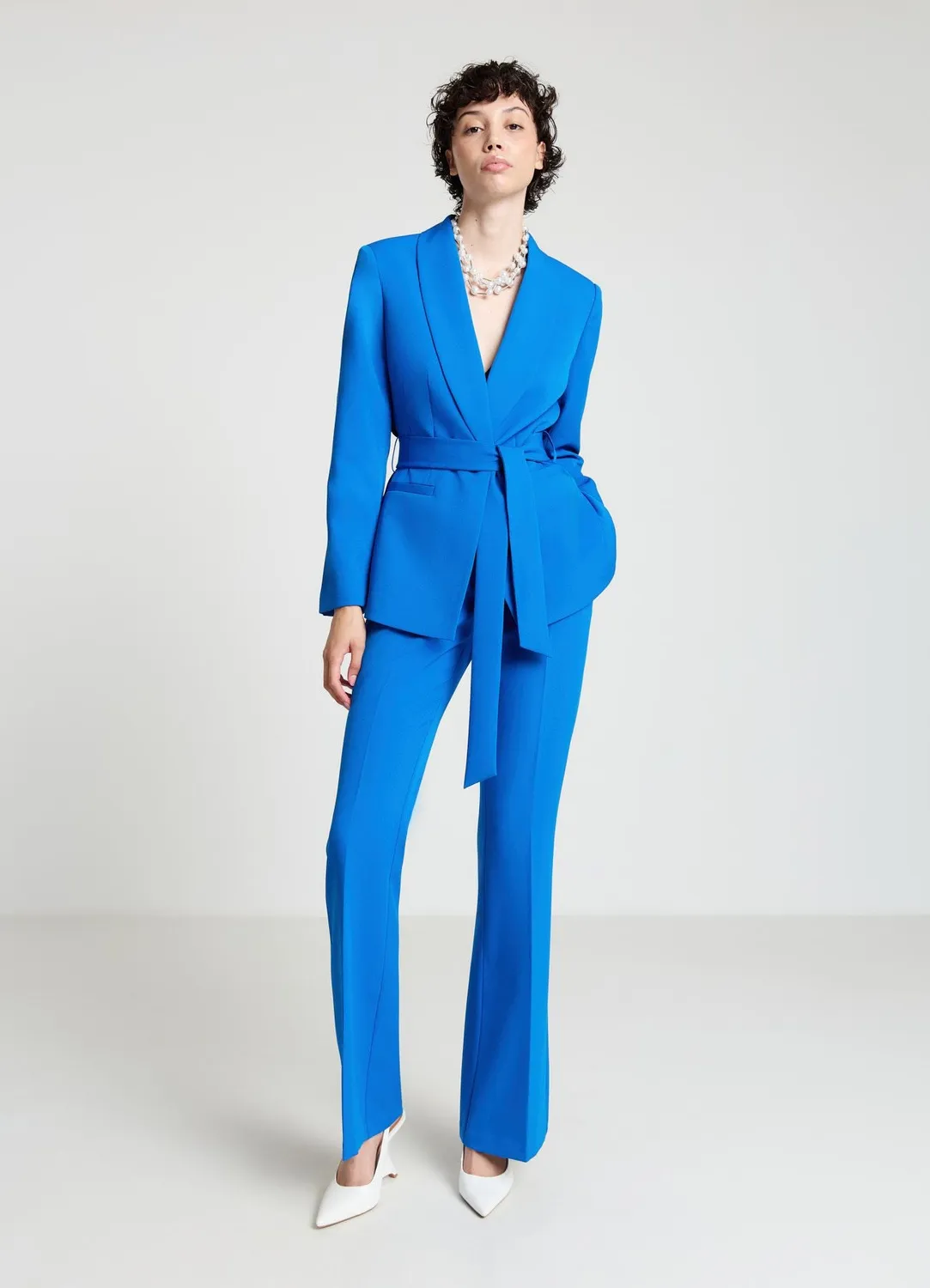 Calliope veste blazer châle femme unie à ceinture