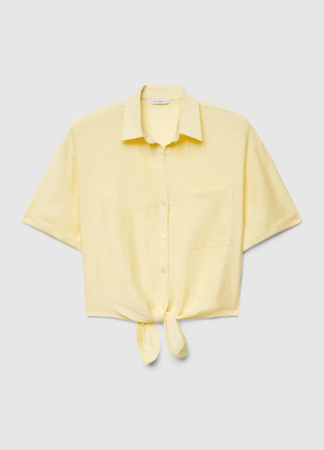 Calliope Chemise femme nouée unie manches courtes