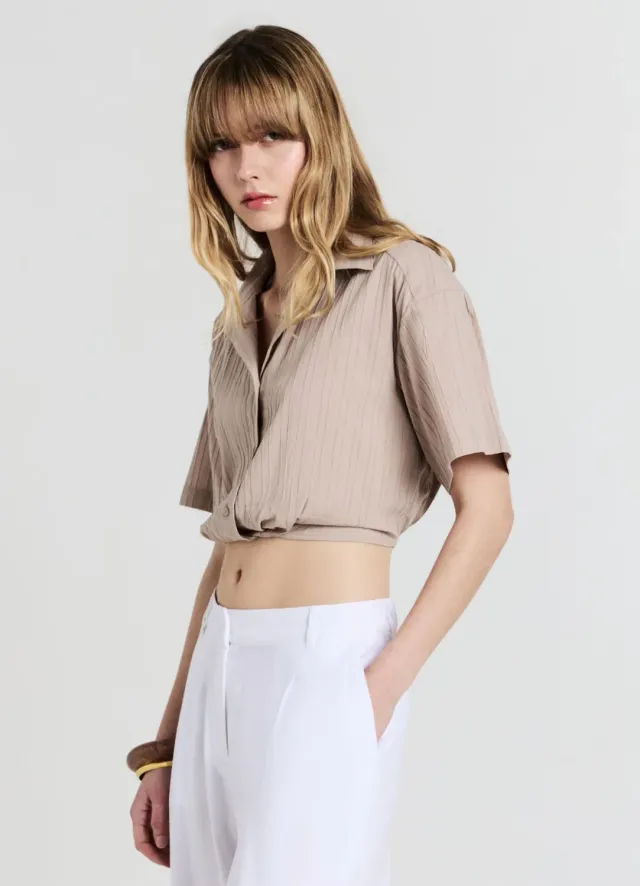 Calliope chemise femme coton gaufré manches courtes