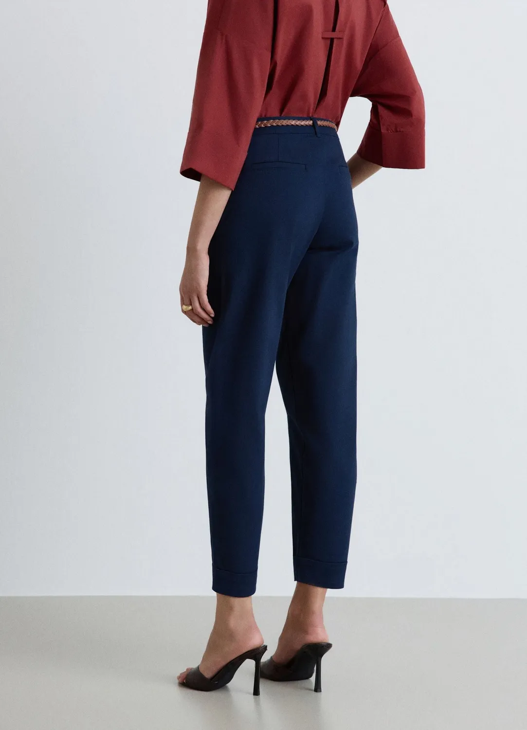 Calliope chino femme ceinture tressée regular