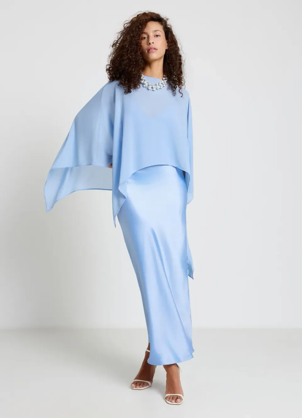 Calliope robe longue cape kimono col rond fente goutte