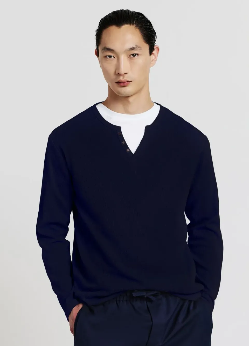 Calliope t-shirt manches longues homme col tunisien