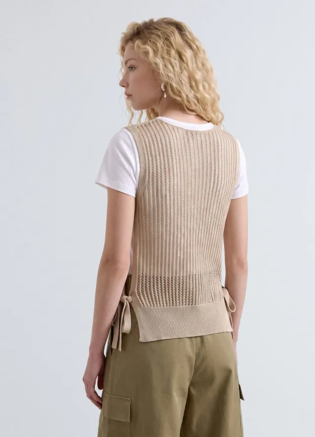Calliope t-shirt femme bi-matière résille lacets