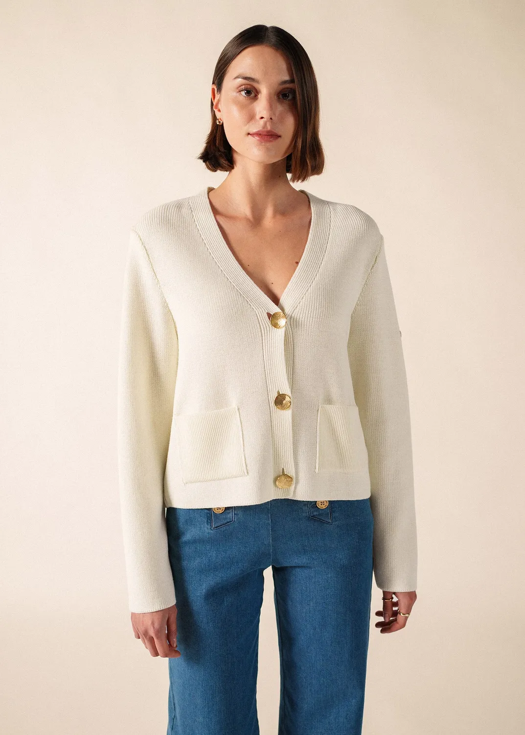 Saint James Courcy gilet blanc 100% laine