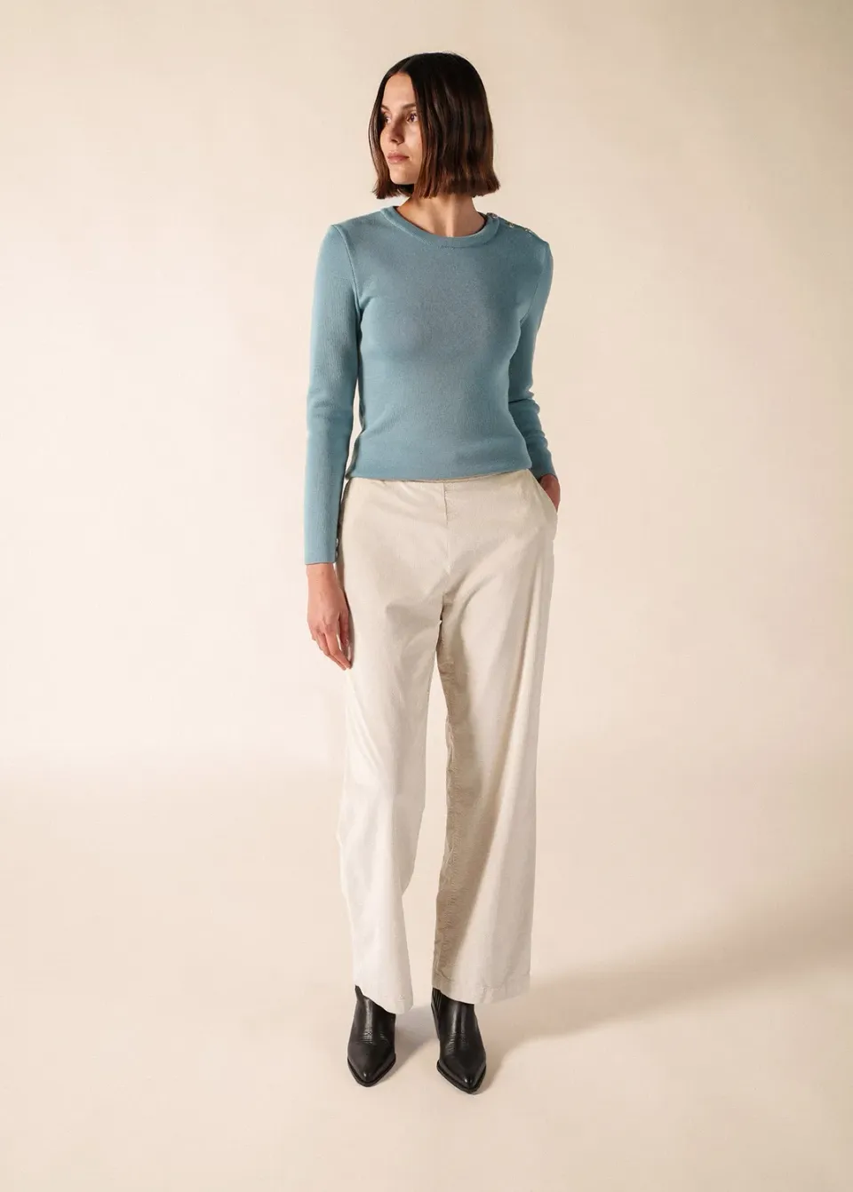 Saint James Marée pull marin céleste clair laine