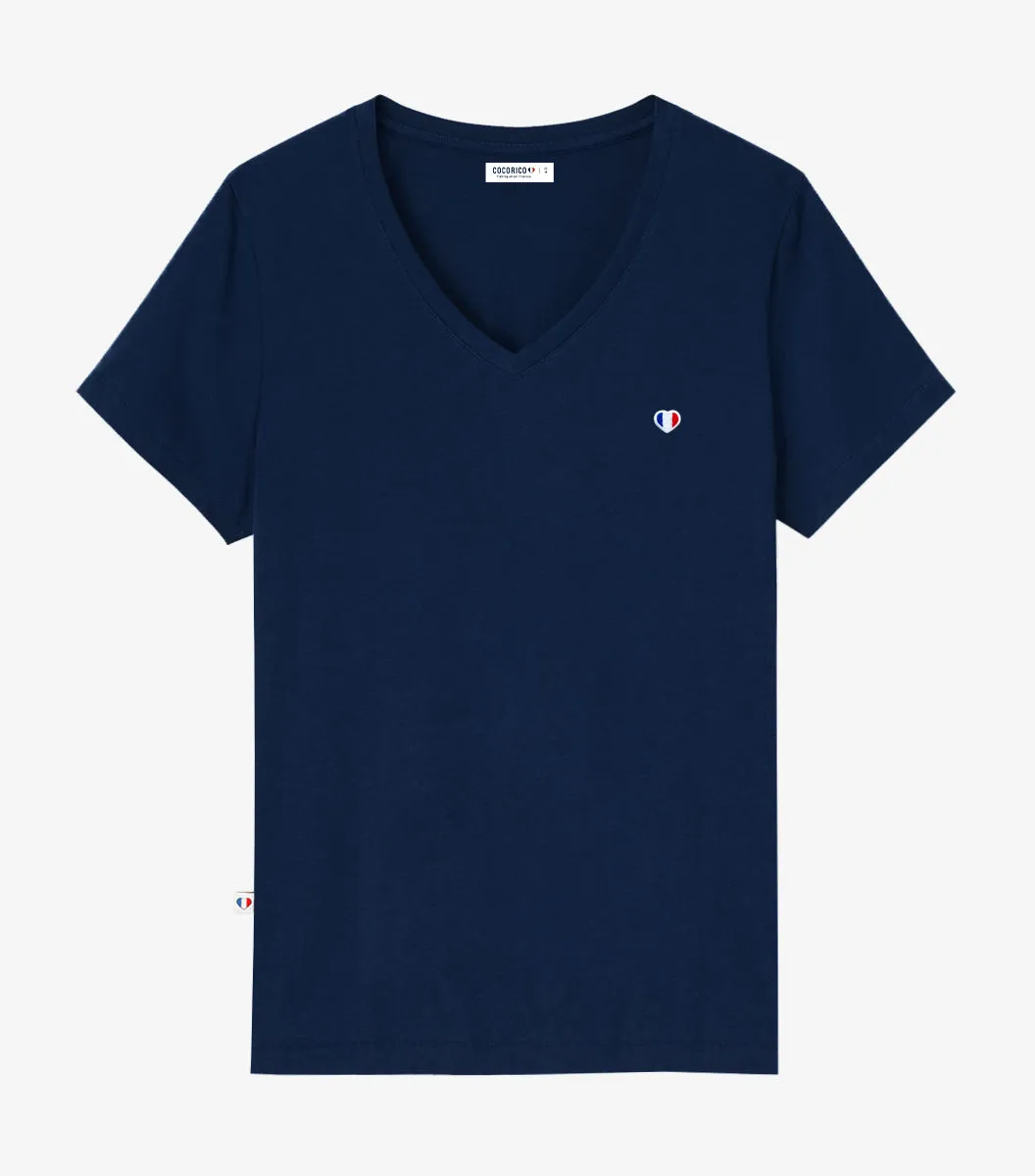 Cocorico Vibrations Marine t-shirt femme marine coton