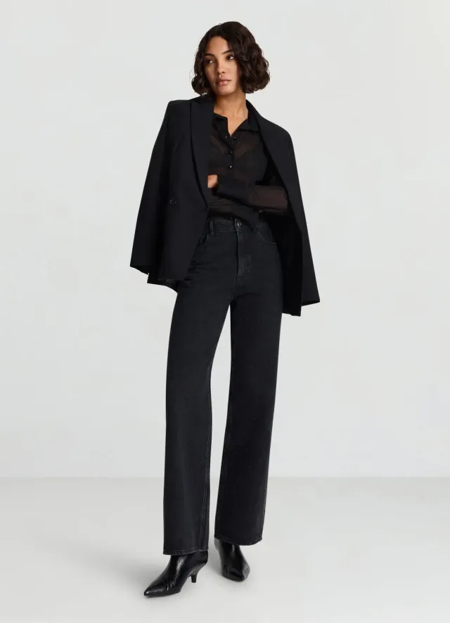 Calliope jean wide leg strass taille moyenne