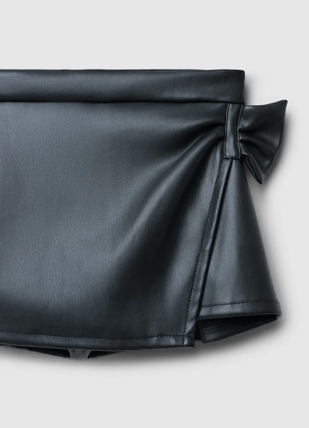 Calliope Jupe-short fille simili cuir nœud