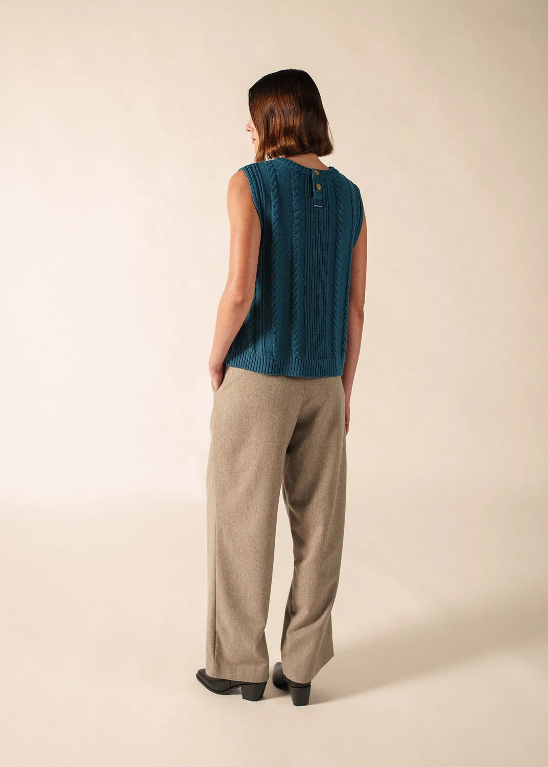 Saint James Val d'Azun pull sans manches céleste coton