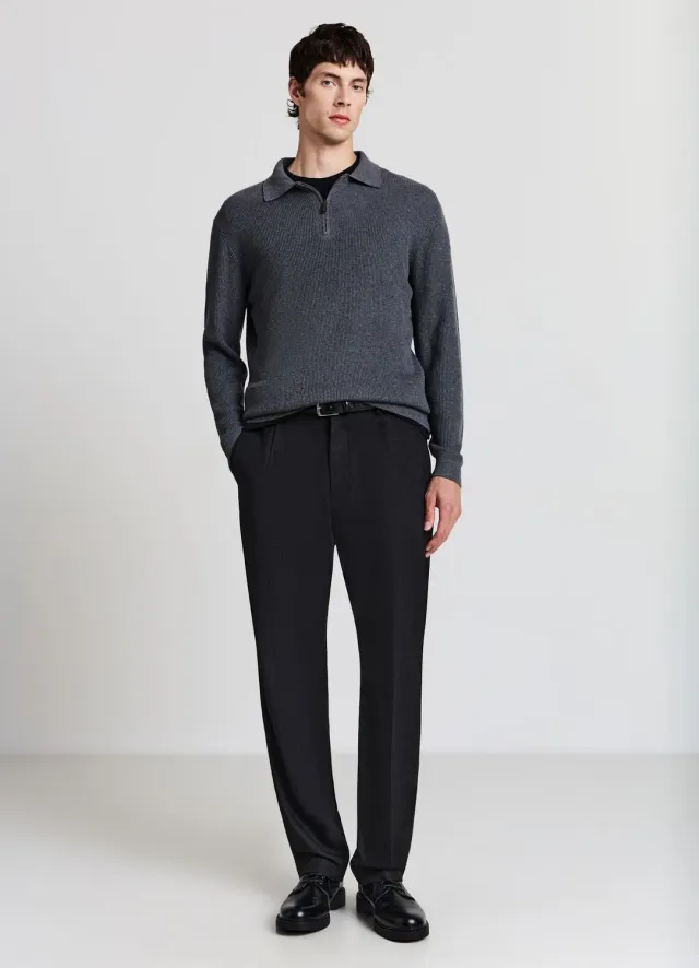Calliope pull polo homme côtelé demi-zip