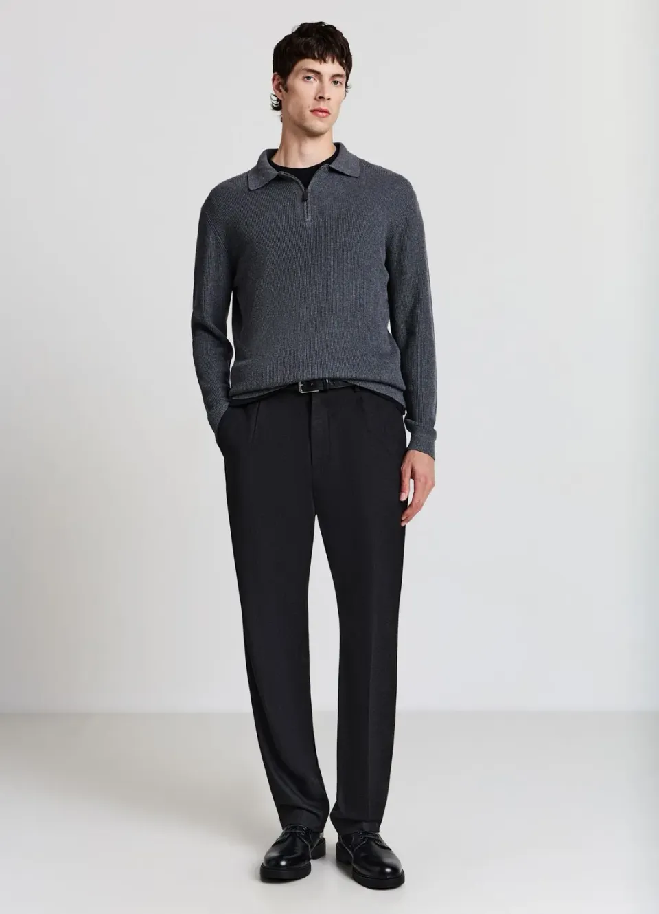 Calliope pull polo homme côtelé demi-zip