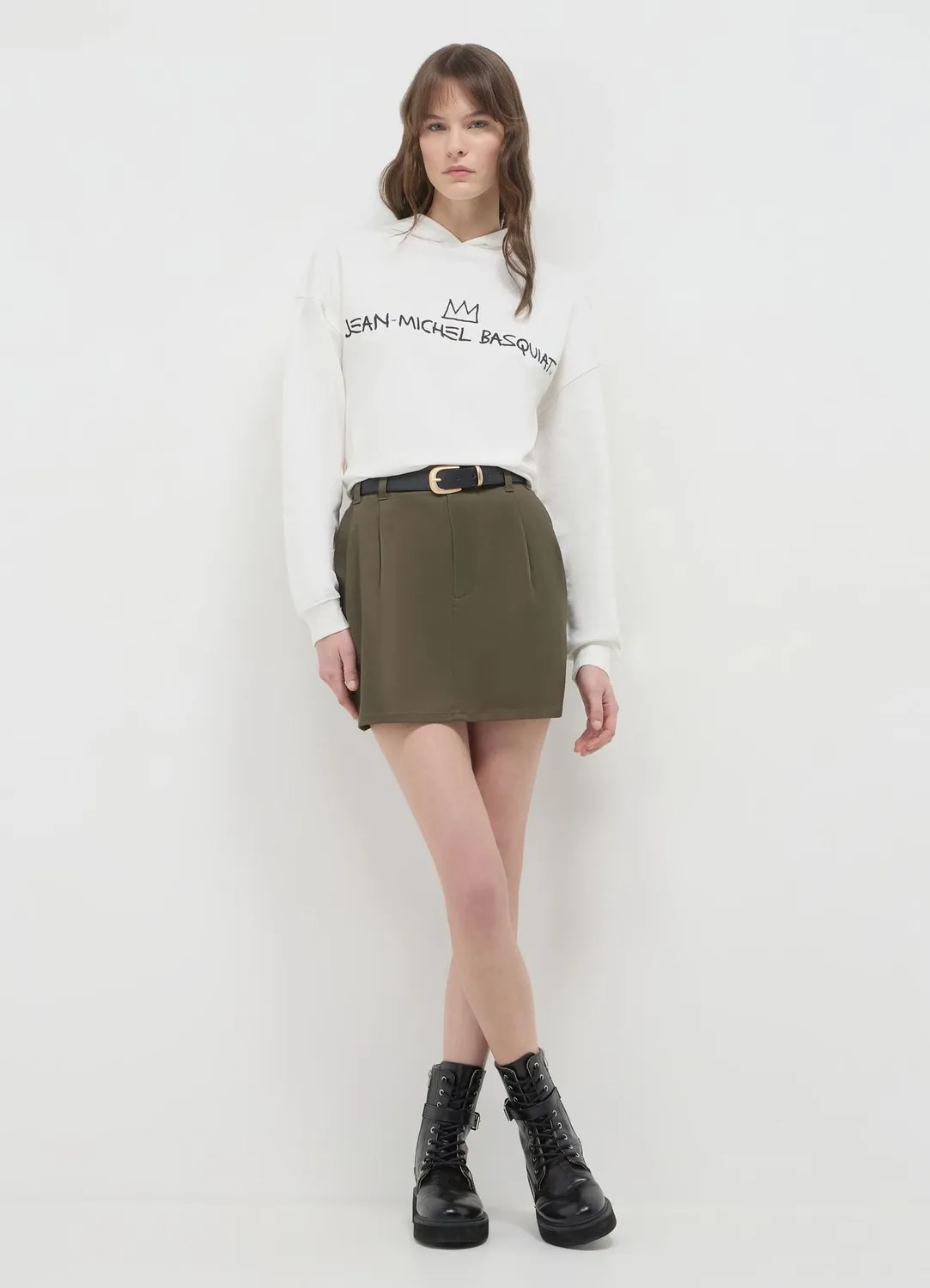 Calliope mini-jupe à pinces avec ceinture femme