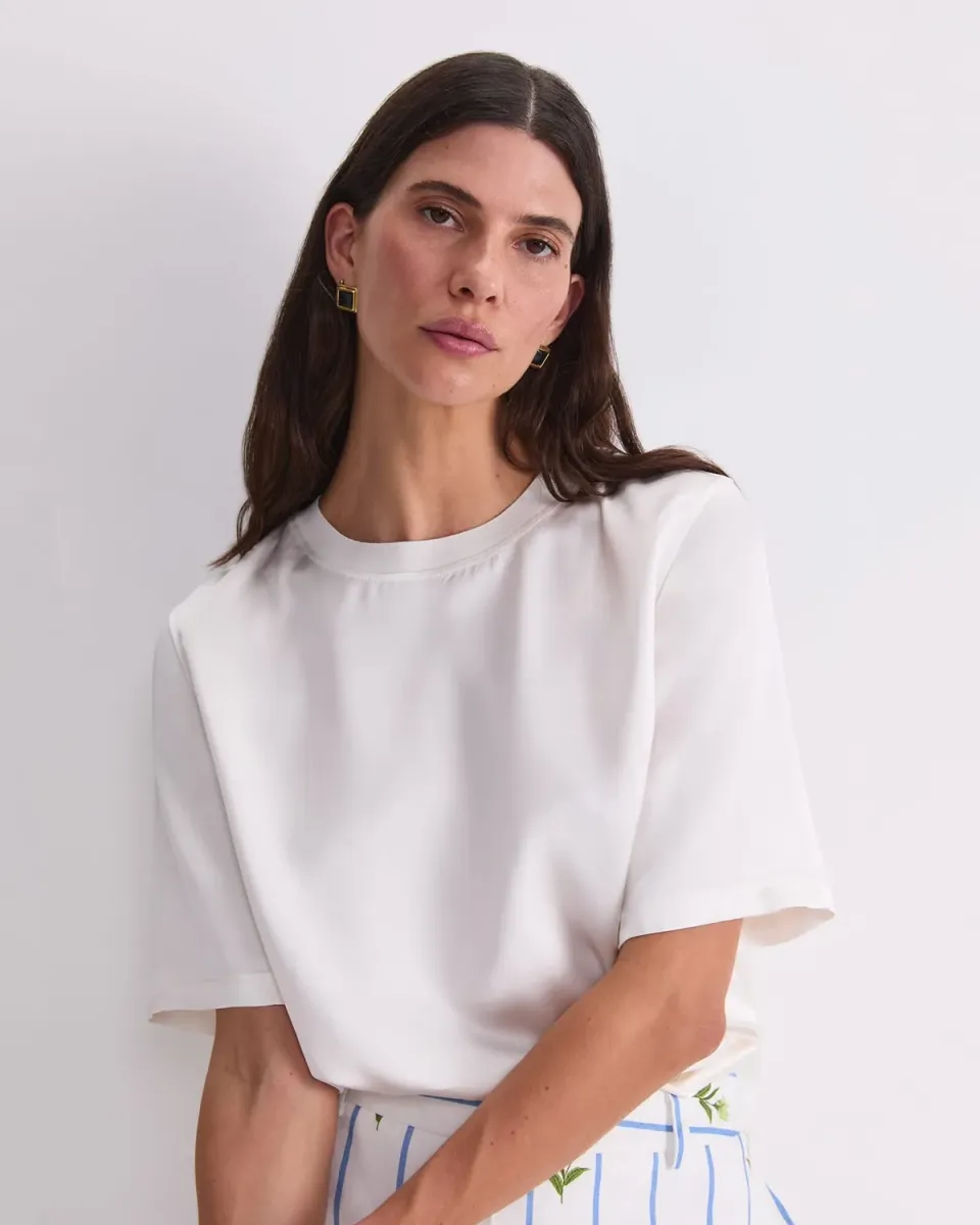 Sportscraft Isla Satin tee satin viscose taille 6 col rond