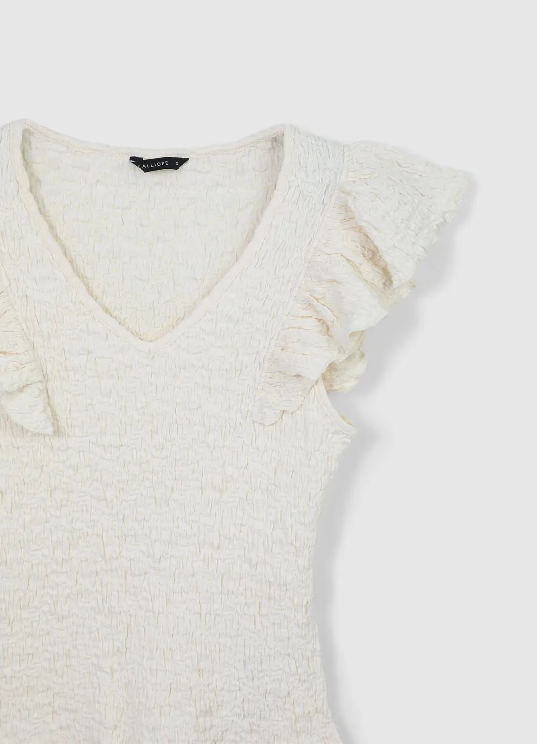 Calliope T-shirt coton femme volants col V