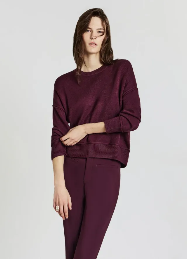 Calliope pull col rond femme bord franc uni